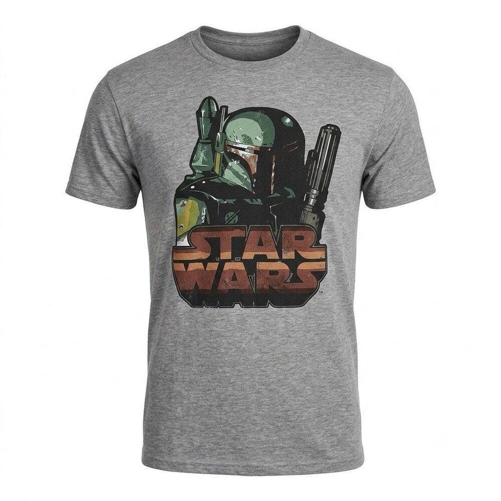 Star Wars Boba Fett Graphic T-Shirt - Boys' Size Medium (8/10) - Gray